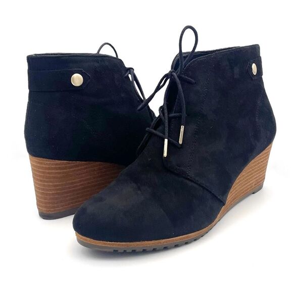 Dr. Scholl's Conquer Wedge Lug Sole Bootie Black Faux Suede Women’s Size 8.5 - Picture 3 of 13